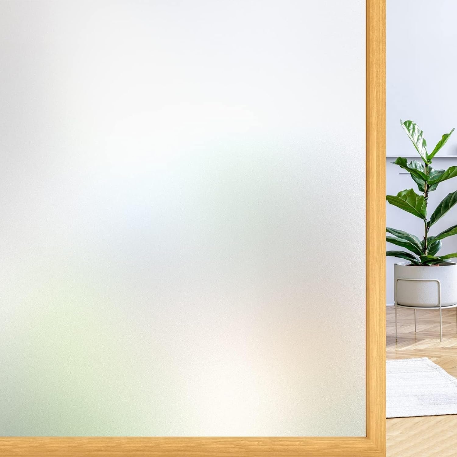 rabbitgoo Window Film Privacy Film for Glass Windows 90x200 cm, Frosted Glass Sticker Self Adhesive Roll Static Cling without Glue, Removable Opaque Coverings Anti UV for Bathroom Home Office Matt