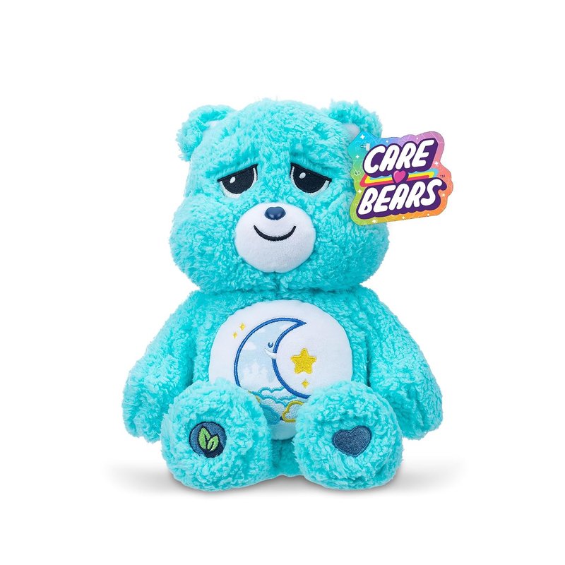 Basic Fun Care Bears 35cm Medium Plush – Bedtime Bear Cosy Collection – Super Soft Eco-Friendly Toy with Belly Badge – Huggable Collectible for Kids & Fans, Blue, 14"