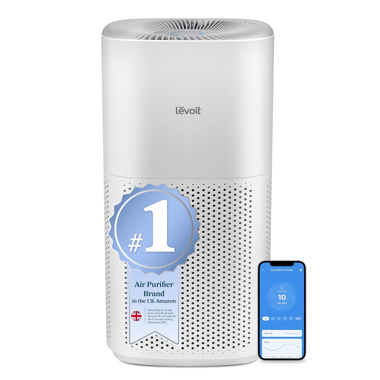 LEVOIT Smart Air Purifier for Home Large Room, Covers up to 294 ㎡, CADR 697m³/h, APP & Alexa Control, PM2.5 Air Monitor & Auto Mode, HEPA Filter Removes Allergens Pollen Dust Smoke Pet