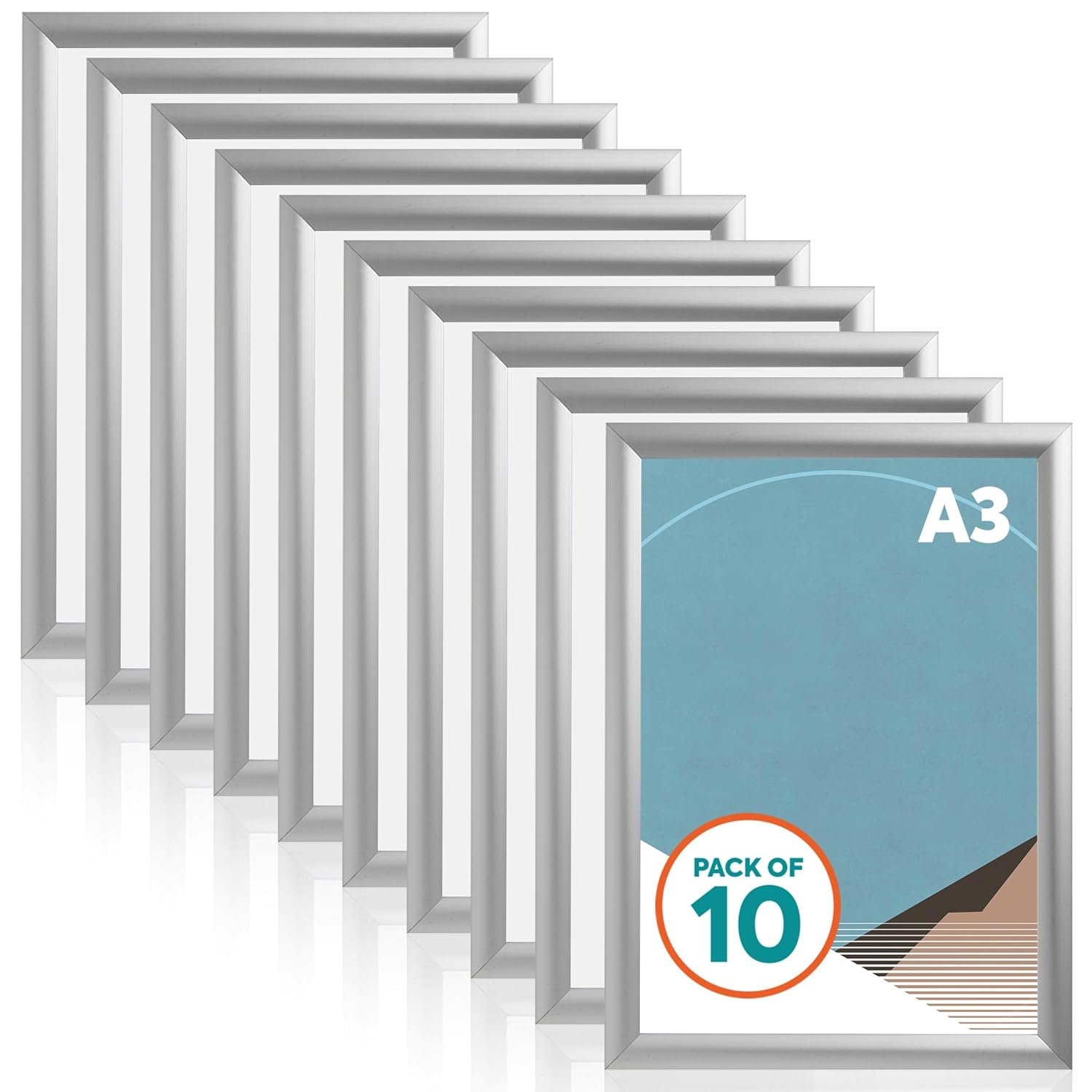 Pk 10 Snap Frame Silver (A3)