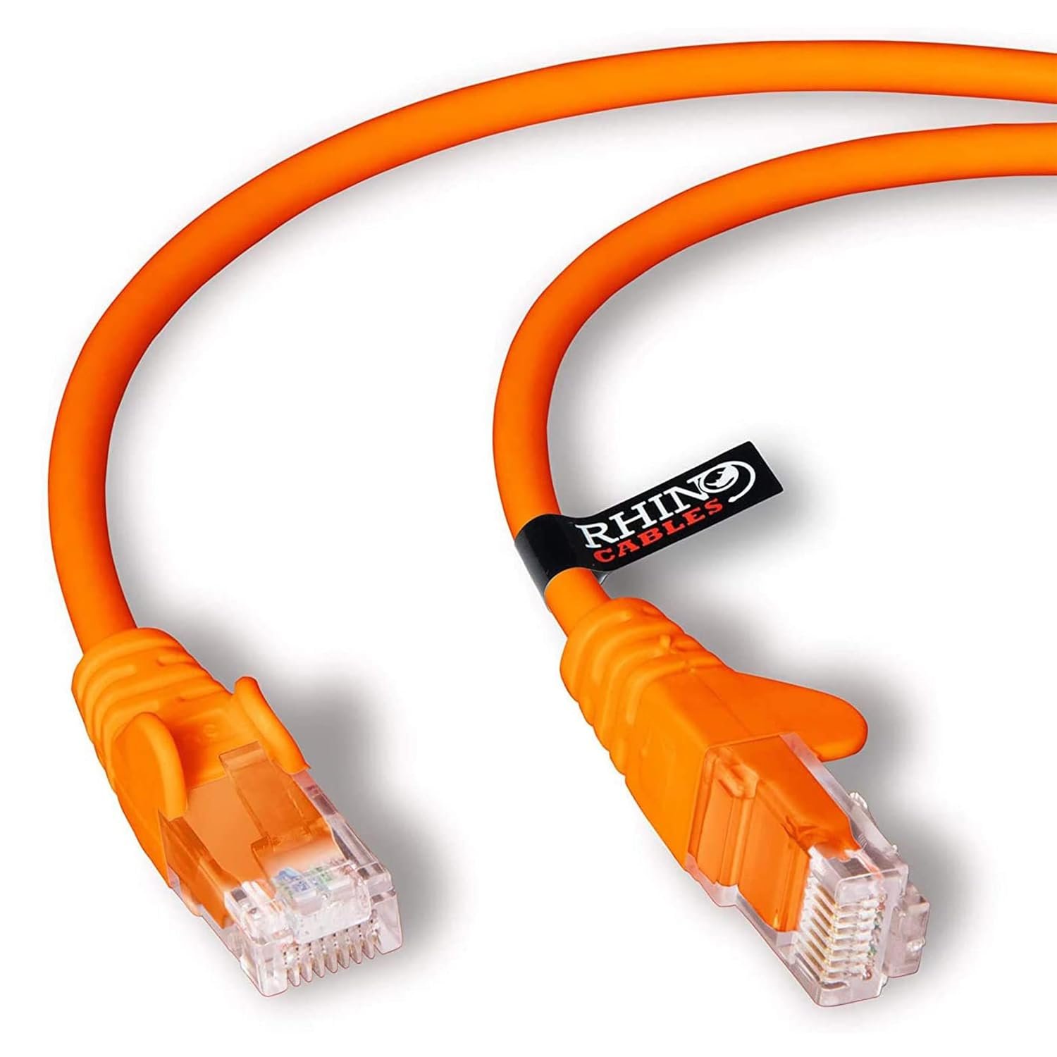 rhinocables CAT 6 High-Speed Gigabit Ethernet Cable - Patch Network Lead for LAN| Snagless UTP With LSZH Jacket | RJ45 Connector - Internet, Router, Modem, SmartTV, PC & More(25cm, Orange, Pack of 50)