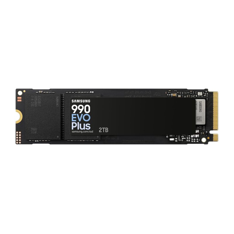 Samsung 990 EVO Plus, 2TB, PCIe 4.0 x4 / 5.0 x2, NVMe2.0 (up to 7250 MB/s), NVMe M.2 (2280), Internal Solid State Drive (SSD), MZ-V9S2T0BW