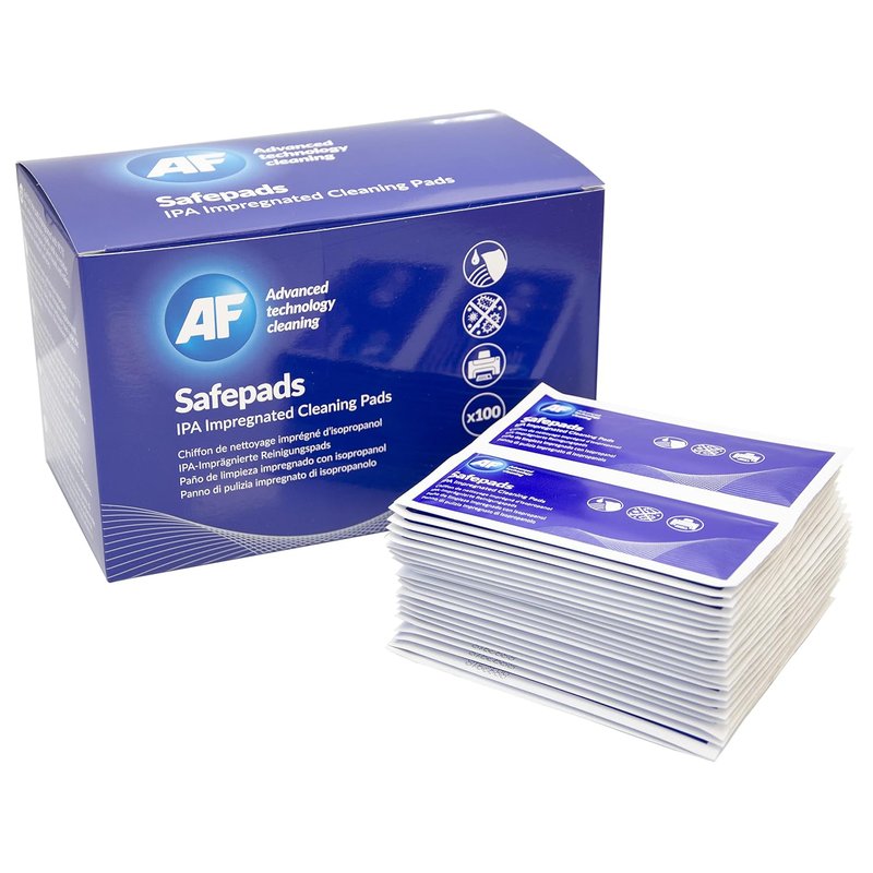 AF Safepads Large Lint Free IPA 99.7% Isopropyl Alcohol Cleaning Wipe Pads (22 x 12cm Each). 100 x thermal paste cleaning wipes.