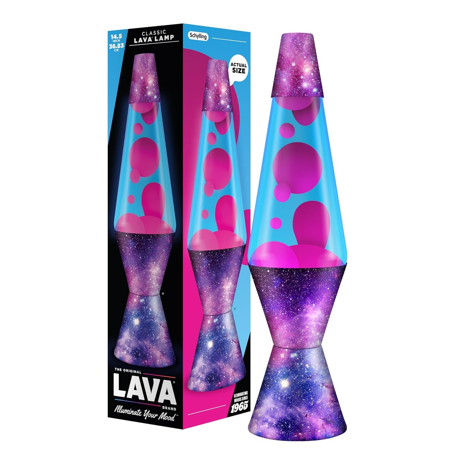 Lava Lamp - 14.5" Cosmic Flow - The Original Motion Lamp - Pink and Blue Liquid with Printed Base - Item #2409