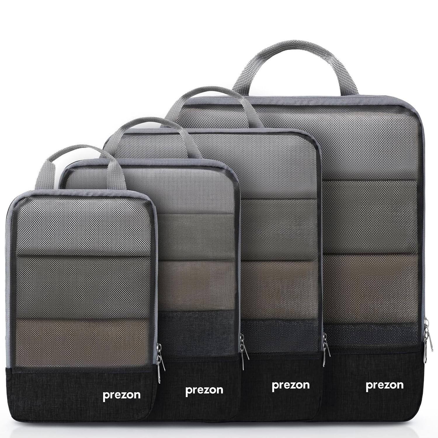 Prezon Compression Packing Cubes, Luggage Organiser Set, Extensible Suitcase Organiser, Packing Organisers for Suitcases, Packing Cubes for Travel or Home Storage