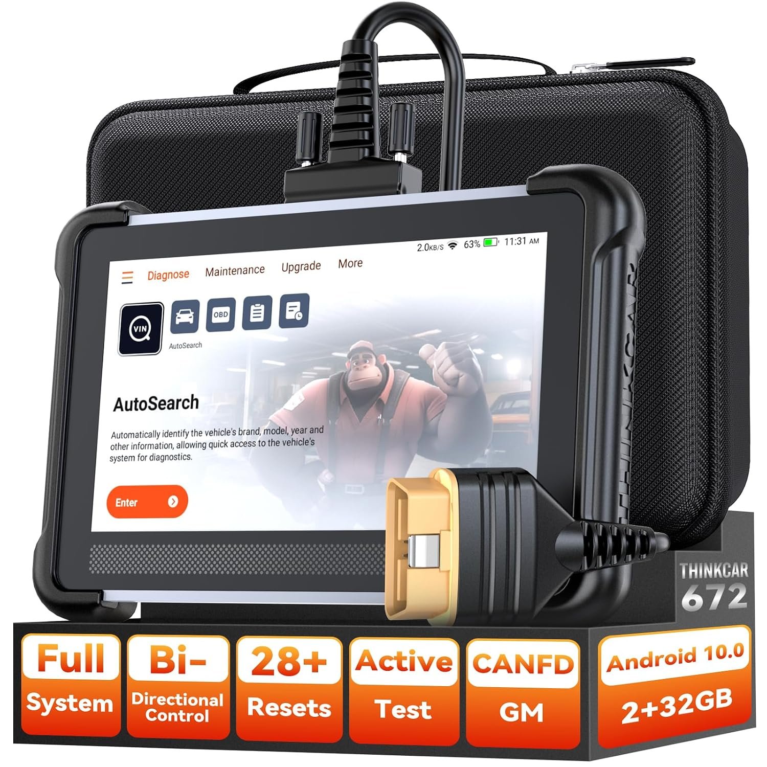THINKCAR Bidirectional Car Diagnostic Scan Tool, Thinkscan 672 Full System OBD2 Scanner with 28+ Reset Functions, Active Test, FCA AutoAuth, CANFD Support