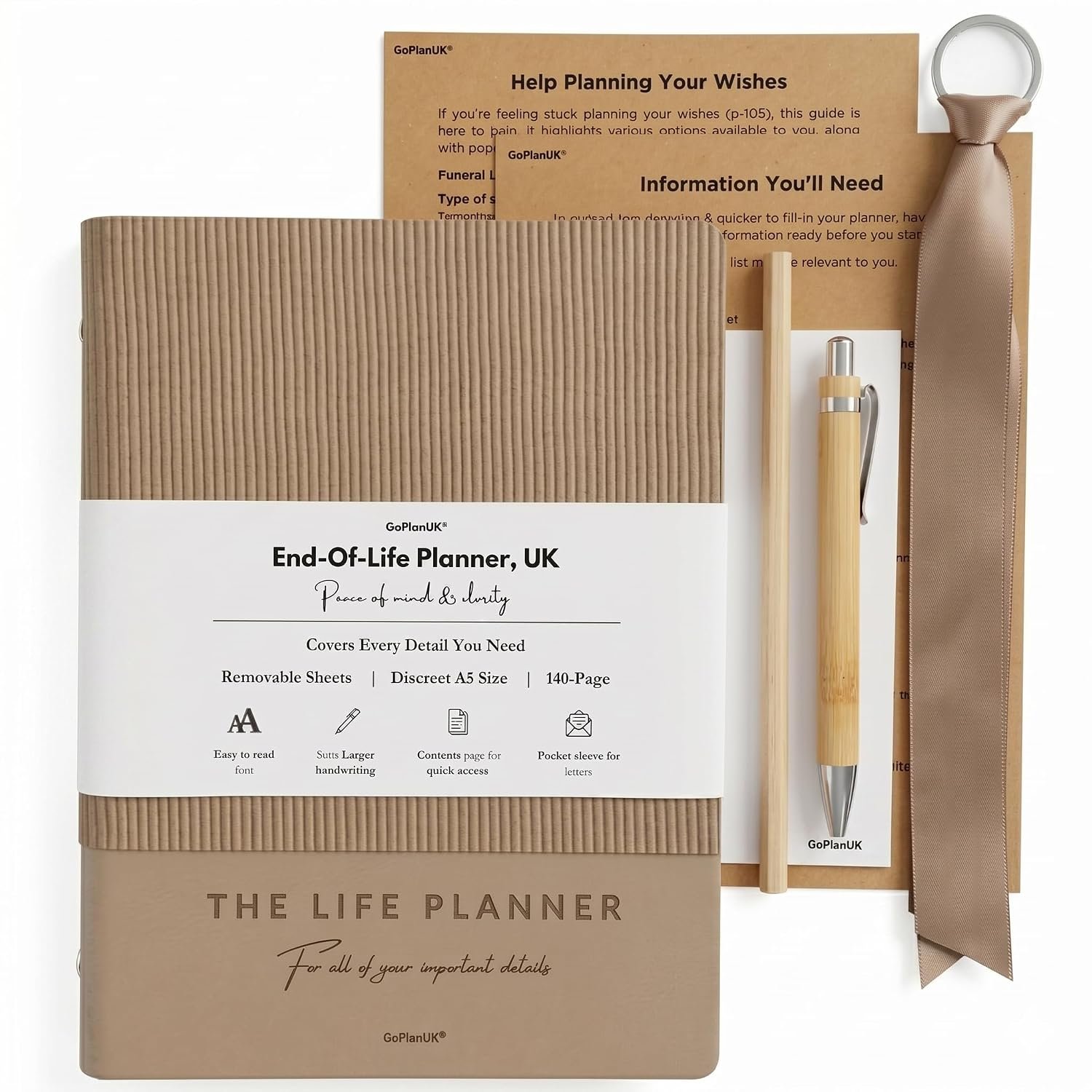 GoPlanUK End Of Life Planner - I’m Dead Now What Book - UK Edition | Timeless Organiser File | Plan What To Do When You’re Gone, Important Details & Final Wishes | A5, 140-Page
