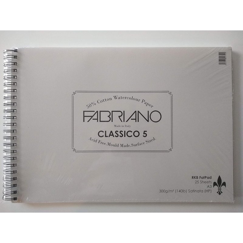 RKB Fat Pad A3 Fabriano classico 5 Hot Press 300gsm (140lb) 25 Sheets