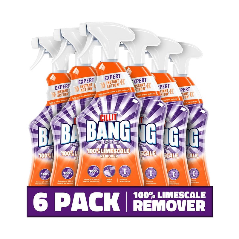 Cillit Bang 750ml Limescale Remover, 6 Pack, Fast Stain & Virus Eliminator, Disinfectant, Soap Scum & Rust Cleaner, Fresh Scent, Water & Dirt Repellent, Home Cleaning Formula.