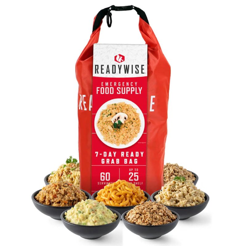 ReadyWise, 60 Servings, Breakfast, Lunch & Dinner, Grab & Go Dry Bag, Freeze-Dried, Up to 25 Years Shelf Life, Emergency Food