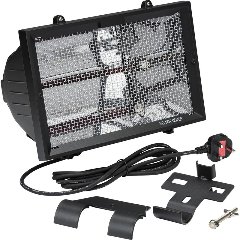 Knightsbridge Outdoor Infared Heater with Mesh Grille in Black, HEOD1309BK Supplied with 3m of Pre Wired Cable + UK Plug
