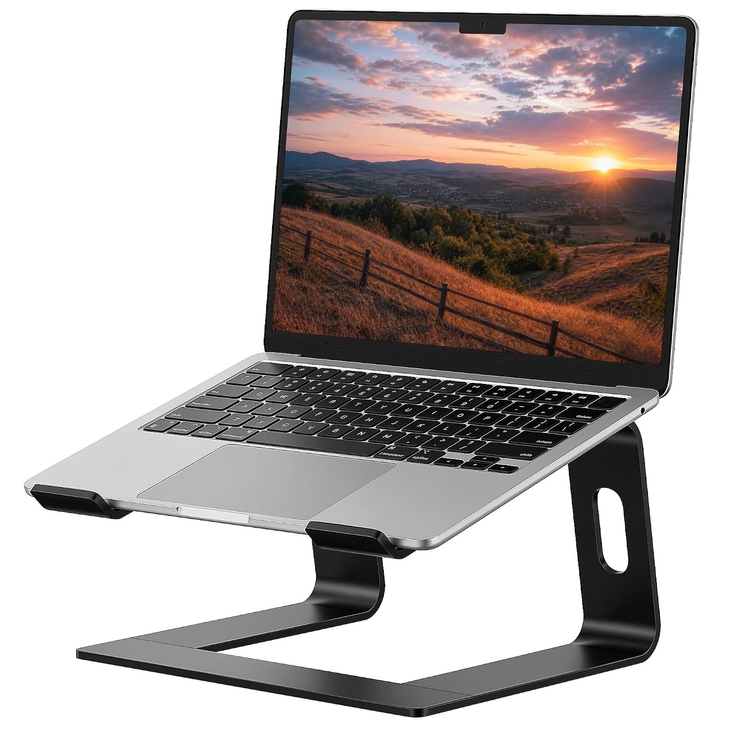 SOUNDANCE Aluminum Laptop Stand for Desk Compatible with Mac MacBook Pro Air Apple Notebook, Portable Holder Ergonomic Elevator Metal Riser for 10 to 15.6 inch PC Desktop Computer, LS1 Black
