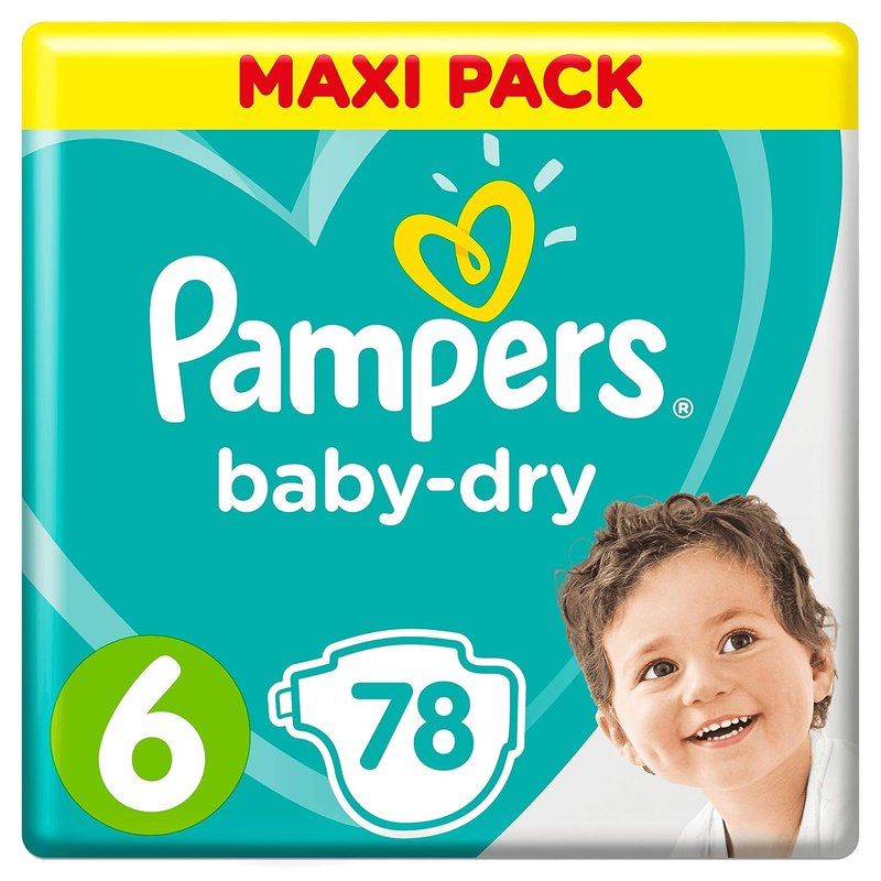 Pampers Baby-Dry Size 6, 78 Nappies for Breathable Dryness Pack of 78