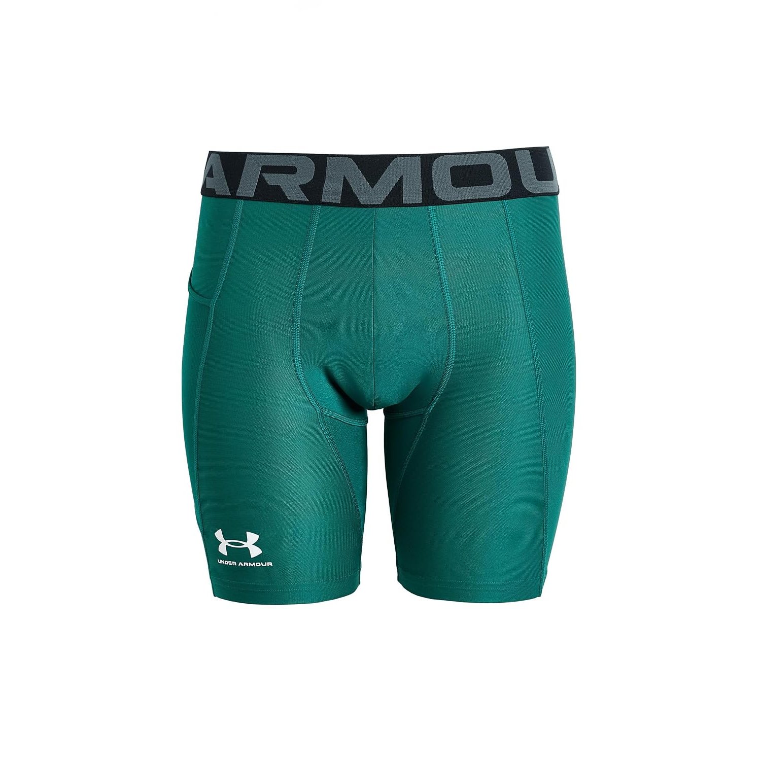 Under Armour Men's Armour Heatgear Compression Shorts, Rack Green/White, Large