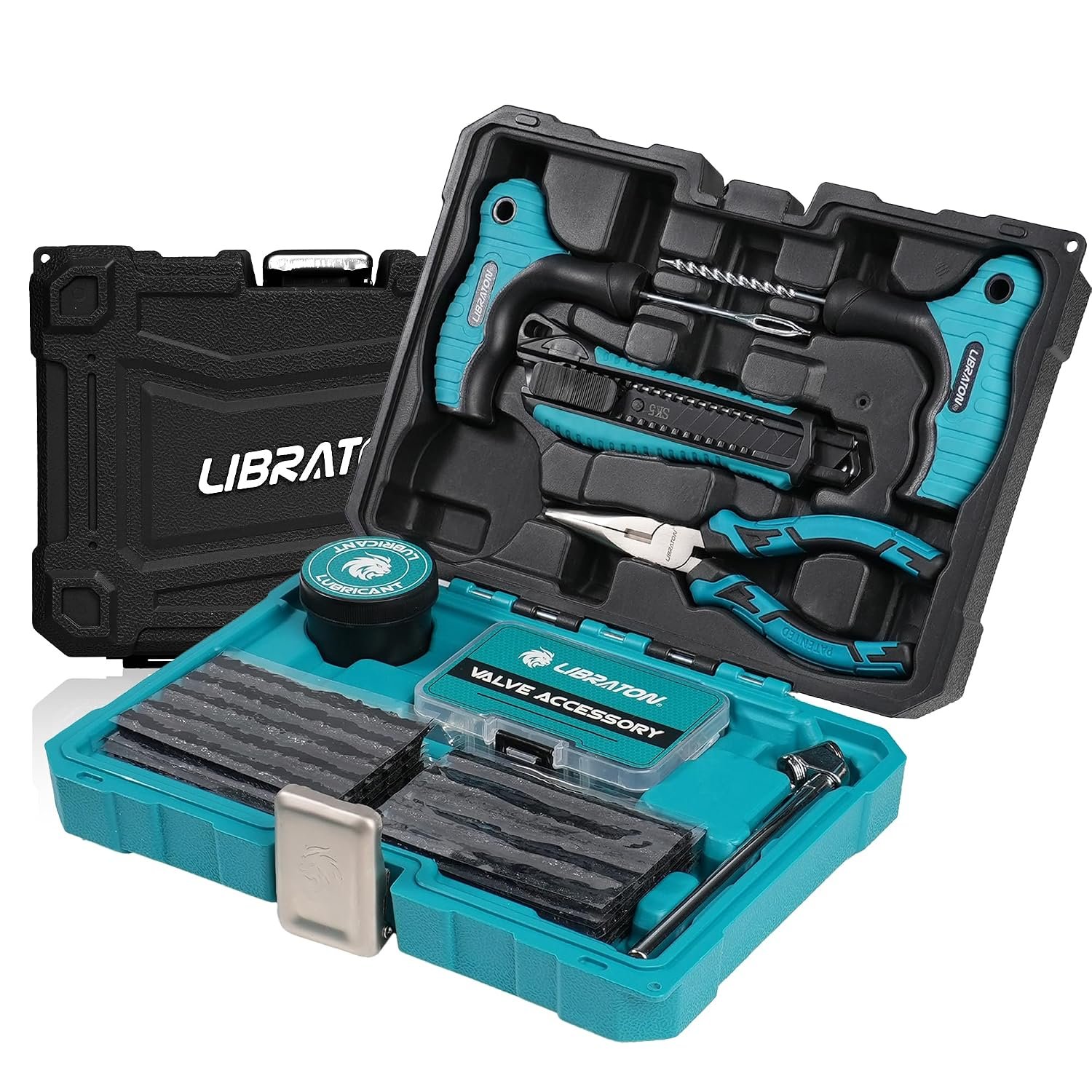 Libraton Tire Repair Kit, 78PCS Tire Plug Kit Heavy Duty Professional Repair Tools to Fix Punctures and Plug Patch Flats, Tubeless Tire Patch Kit for Car, Motorcycle, ATV, SUV, Truck, Tractor, Trailer