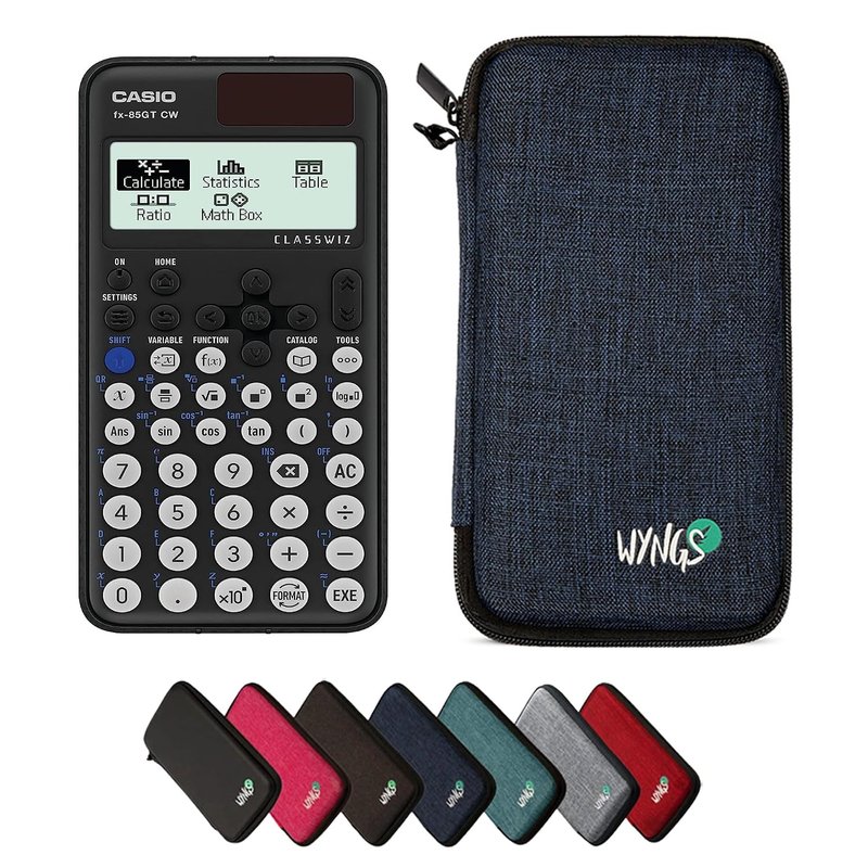 Casio fx-85GT CW including a WYNGS protective case in Blue - Basic Set