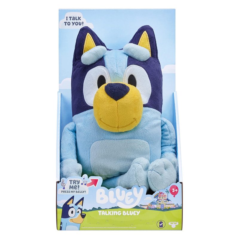 Bluey 13" Talking Plush – Interactive Stuffed Animal, Sings Theme Song, 9 Phrases from TV Show, Soft Deluxe Fabric, Cuddly Toy for Kids, Batteries Included – Official Merchandise, Ages 3+