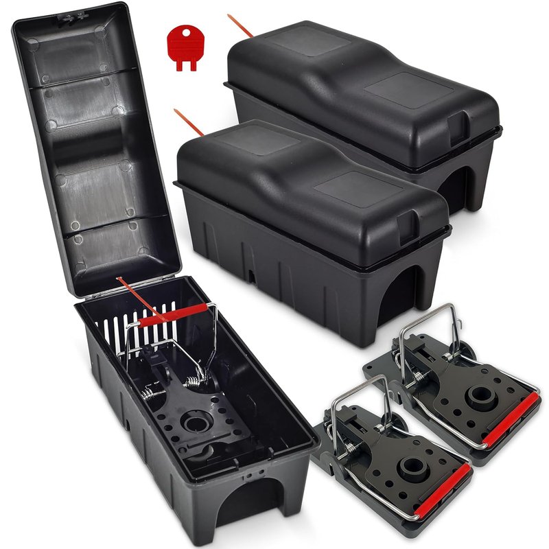 ROSHIELD 3X Rat Trap Killer Box - Easy to Set Safety Box for Home, Shed & Garage Control & Treatment (Professional Quality, Pack of 3)