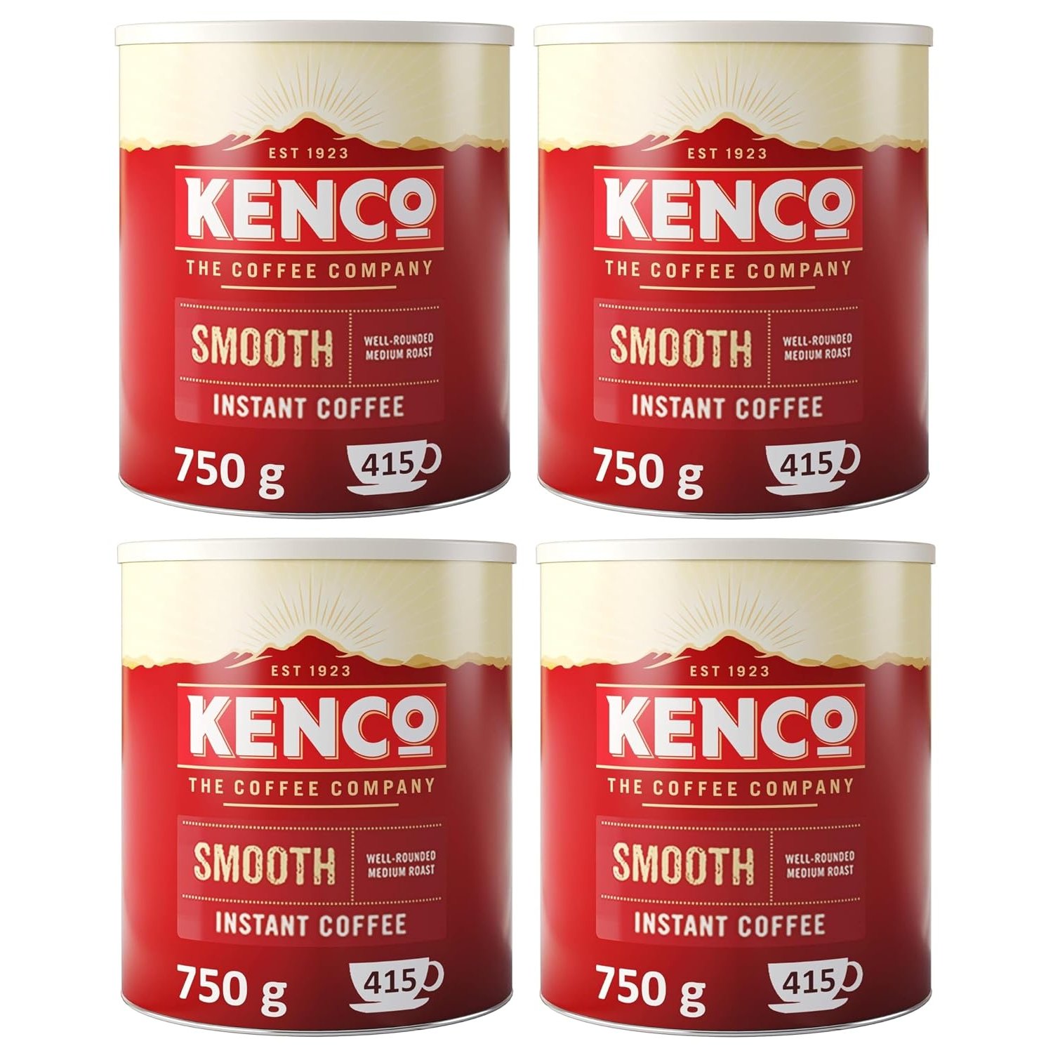 Kenco Smooth Instant Coffee 750g Tin (Pack of 4)