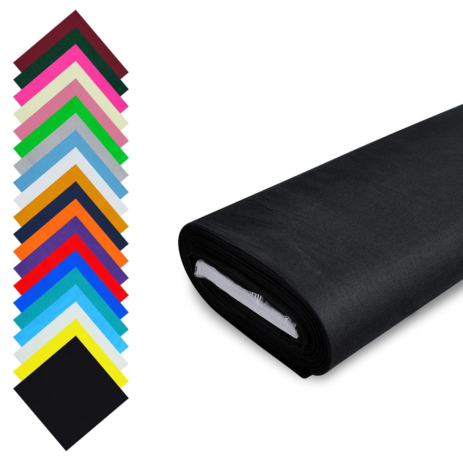 FT Cotton Fabric 58"/148cm Wide 100% Cotton Plain (Black, 25m)