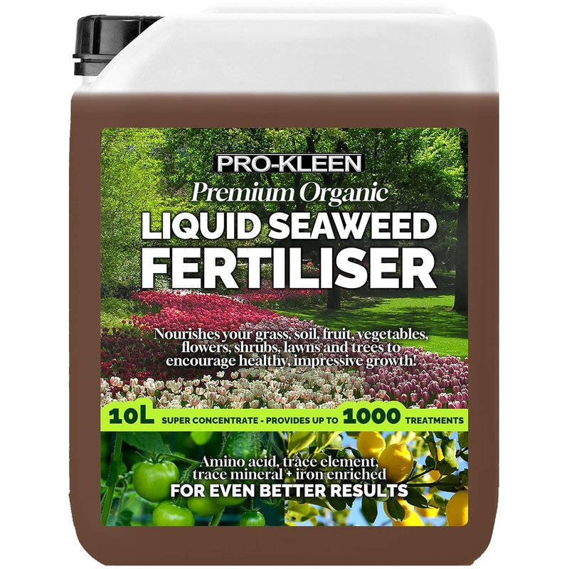 Pro-Kleen Organic Liquid Seaweed Fertiliser 10L - Ascophyllum Seaweed Extract for Grass, Vegetables, Fruit, Flowers, Shrubs, Lawns & Trees - Concentrated Formula - Provides up to 1000 Treatments
