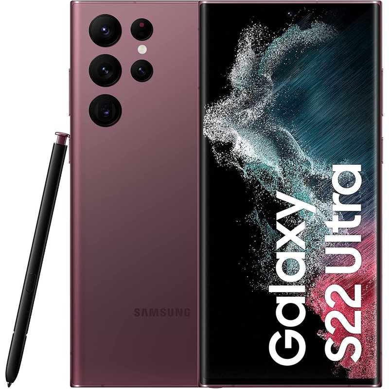 Samsung Galaxy S22 Ultra 5G Mobile Phone 256GB SIM Free Android Smartphone Burgundy