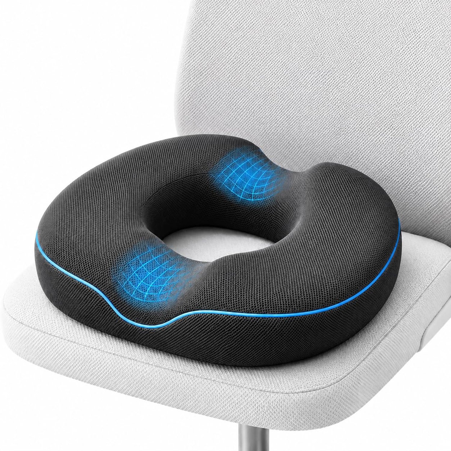 WABCEI Donut Pillow Seat Cushion for Hemorrhoids, Coccyx Cushion for Tailbone Pain Relief, Donut Pillow, Memory Foam Seat Cushion by Ergonomic for Sores, Sciatica(Good Support, Slightly Firm