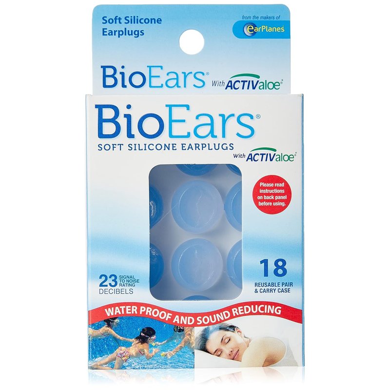 BioEars Soft Silicone Earplugs with ACTIValoe. Premium silicone. Protection from Water and Noise. (18 Pairs)