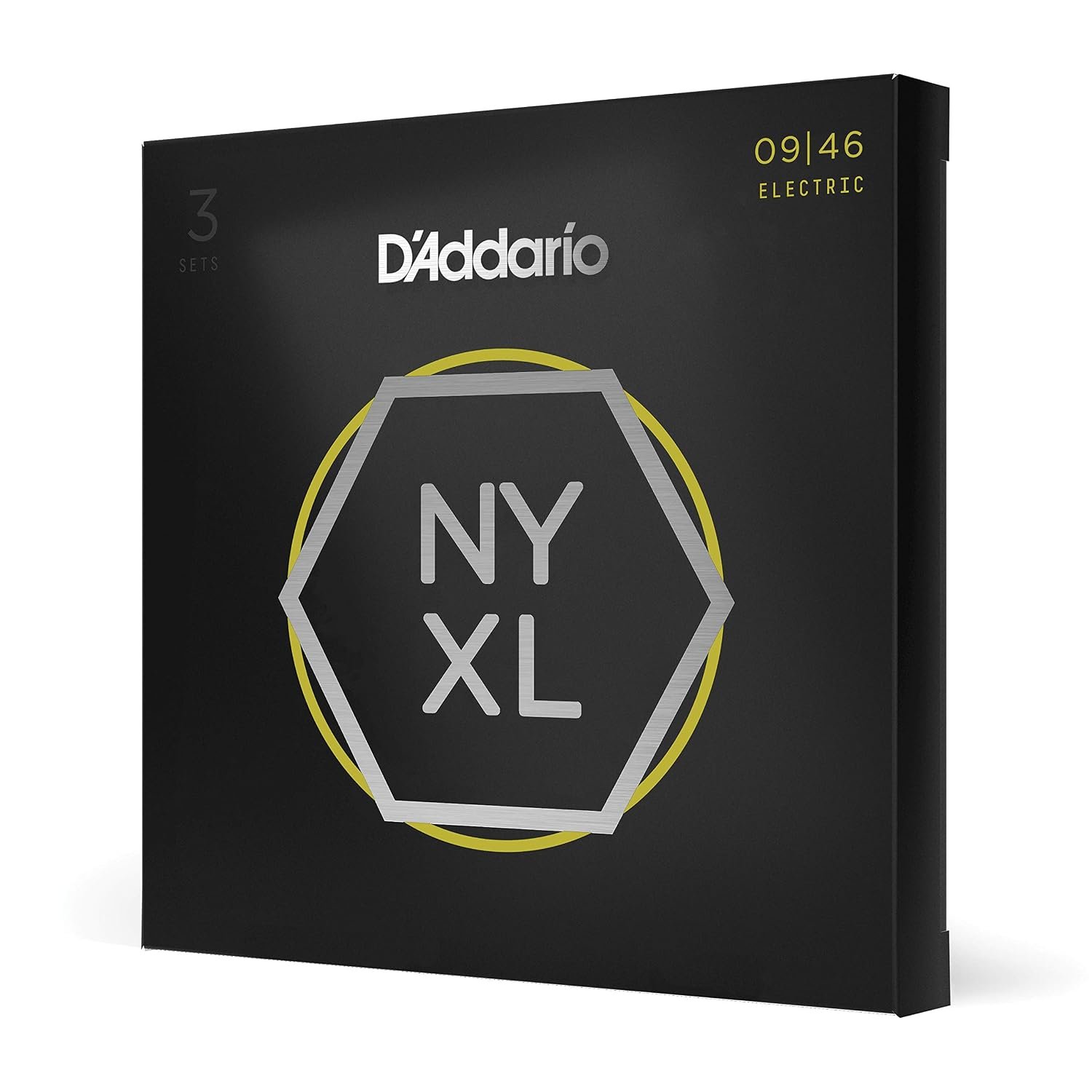D'Addario Electric Guitar Strings, NYXL Nickel Plated, NYXL0946-3P, Super Light Top/Regular Bottom Gauge 09-46, 6-String Set, Pack of 3