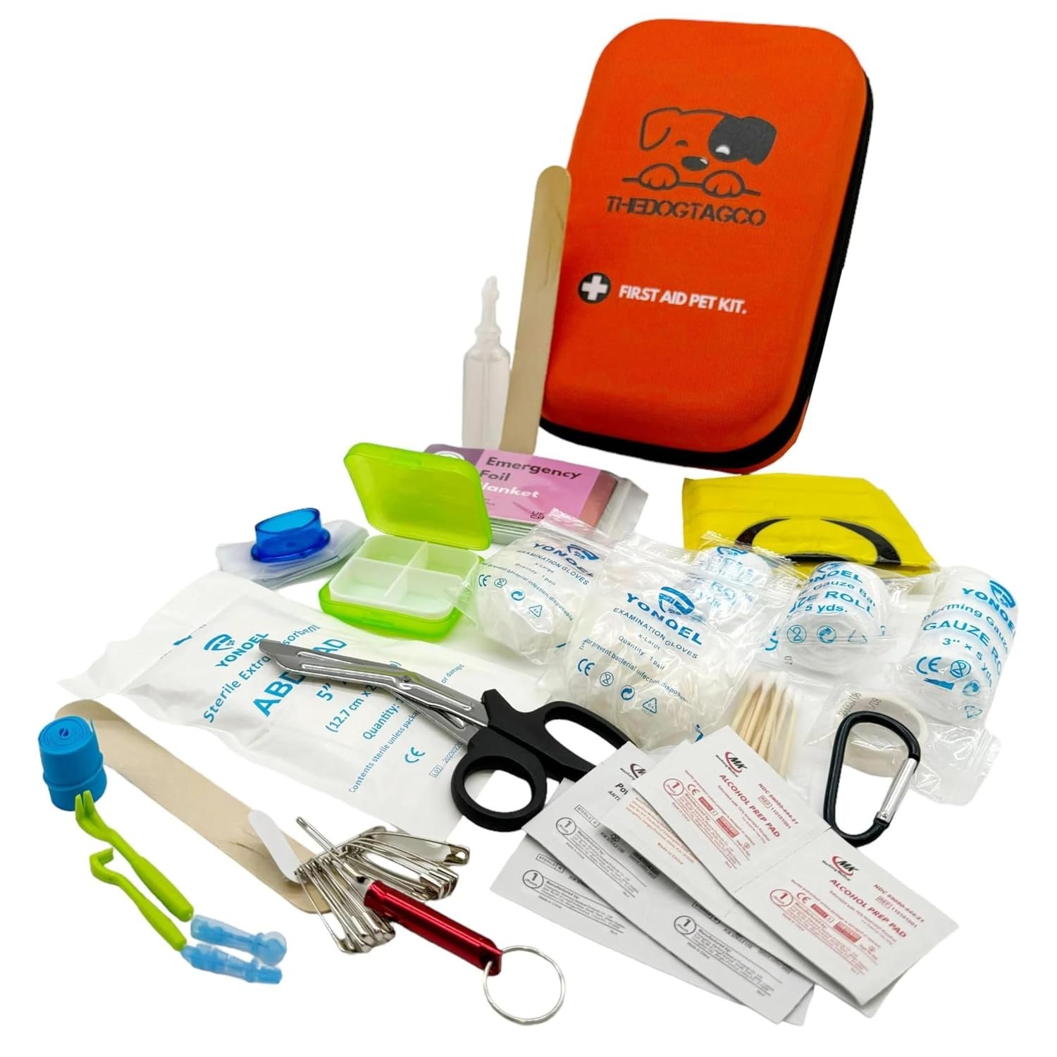 TheDogTagCo Dog First AID KIT - Over 40 Health Supplies - Compact & Portable - Be Prepared for Any Pet Emergency V2
