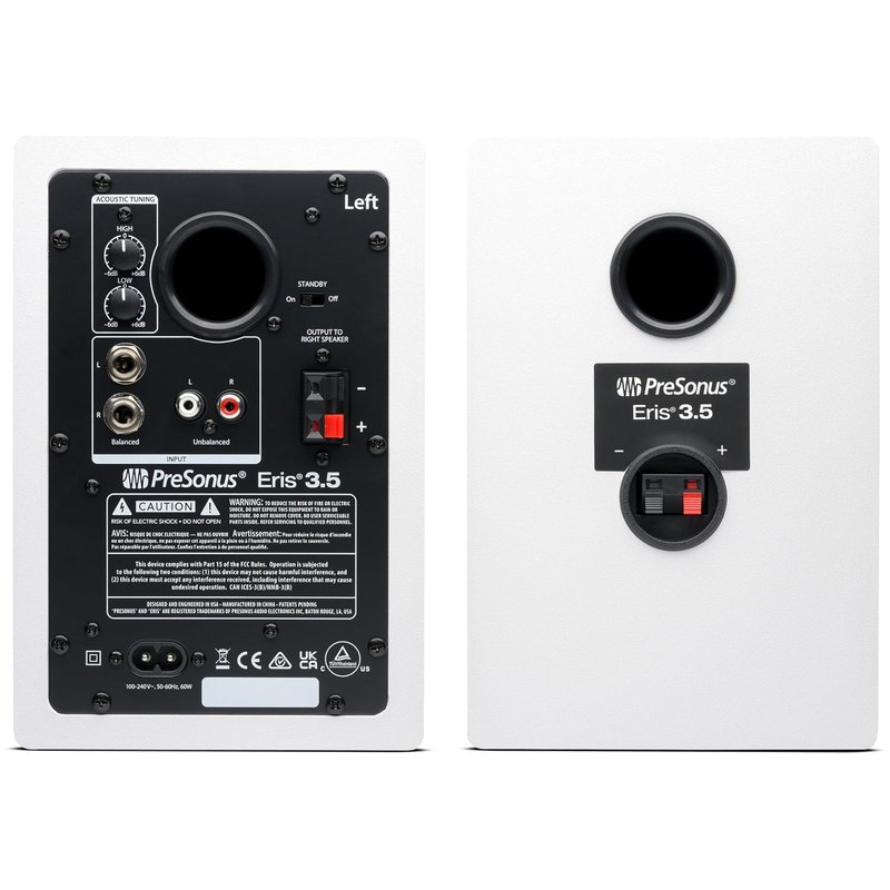 PreSonus Eris 3.5 Gen 2 Studio Monitor Desktop Speakers, Pair, 3.5-inch, 50W, Ideal for Home Multimedia, Gaming and Music Production, White