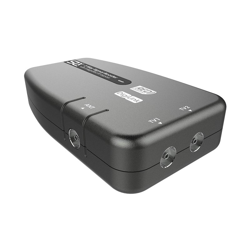Signal Booster, SLx TV Amplifier Two Output 27822BMR - Improve Picture Quality And Channel Reception - Boost Your HD TV/FM/DAB Signal. 2 Way - For HD and Freeview, Grey