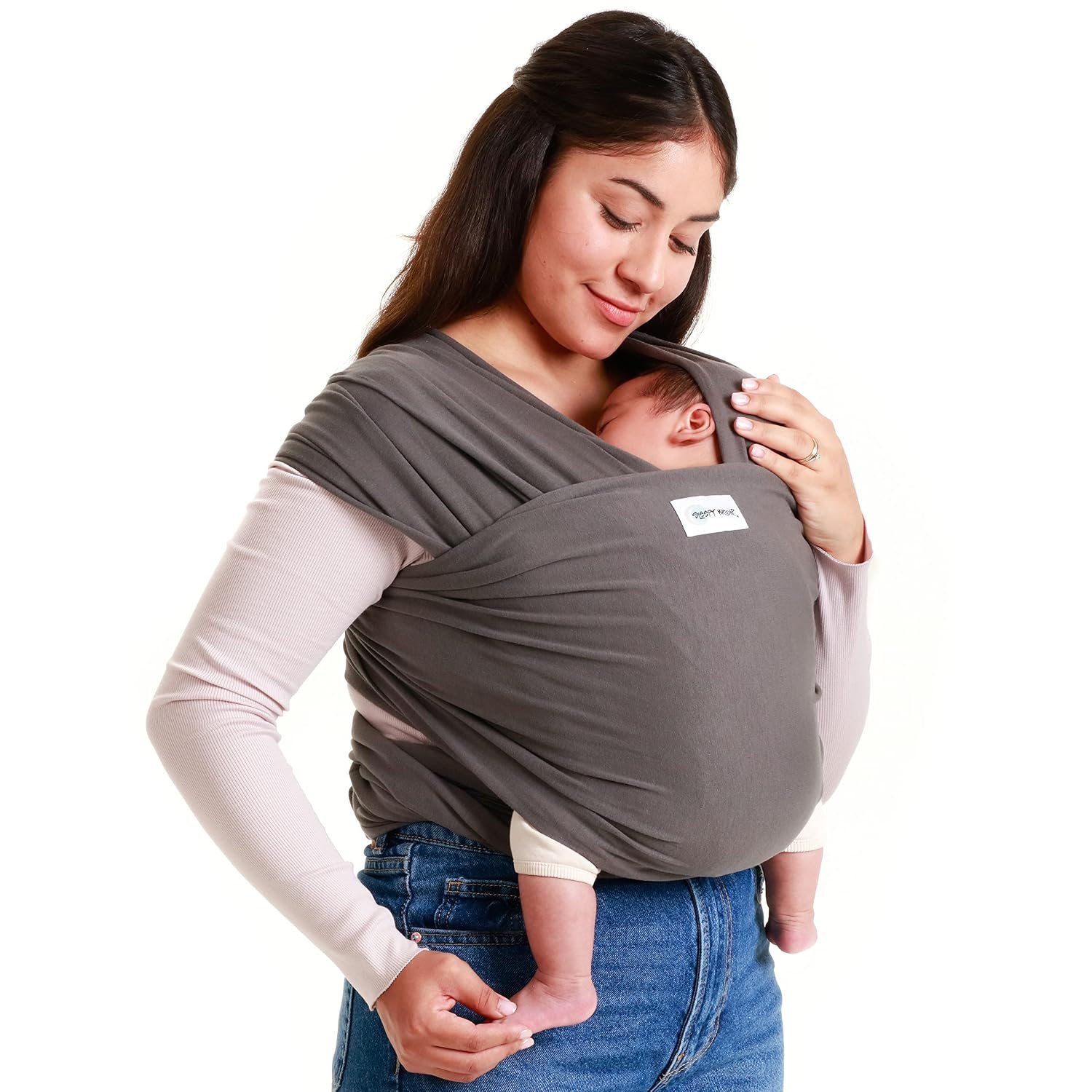 Sleepy Wrap Baby Carrier Newborn to Toddler (7-35 lbs/3-15 kg) - Hands-Free & Hip-Healthy Baby Wrap Carrier, Machine-Washable & Breathable (Grey)