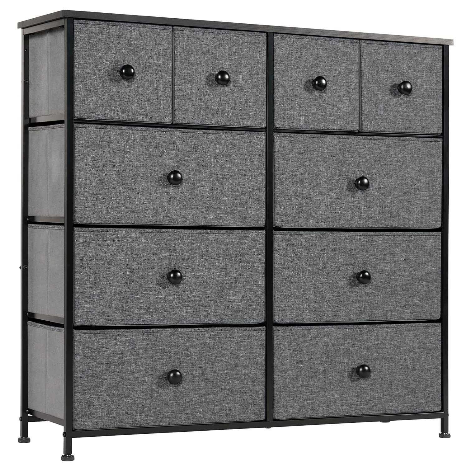 LYNCOHOME Chest of Drawers with 10 Drawers, Bedroom Drawers, Storage Drawer Organiser for Hallway, Living room, Closet, Cold Grey