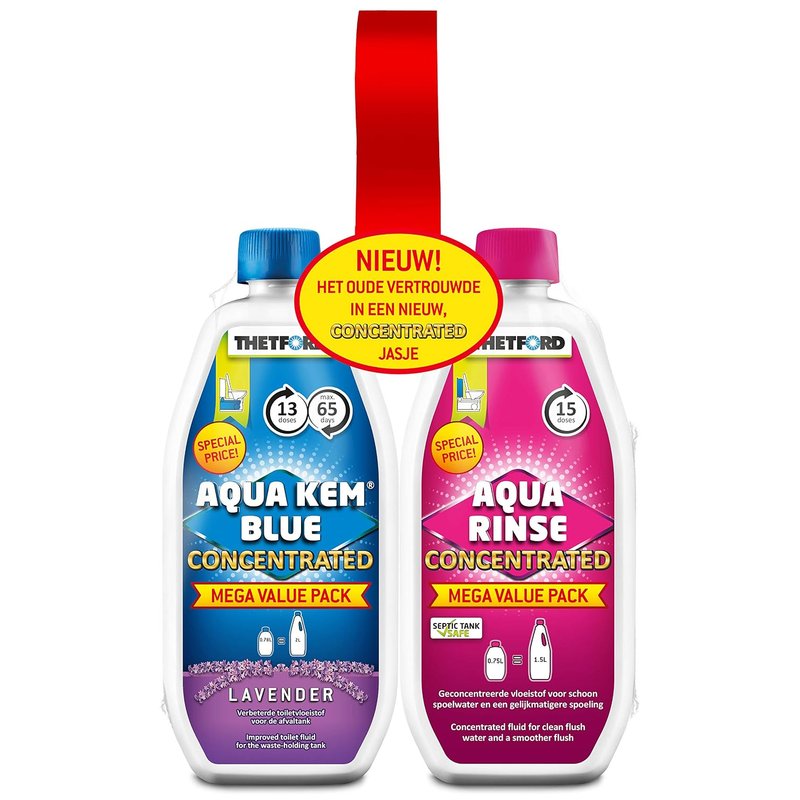 Thetford 30459CO Toilet Fluid and Rinse Concentrate Duo Pack, Blue & Pink, 1.53 Litre