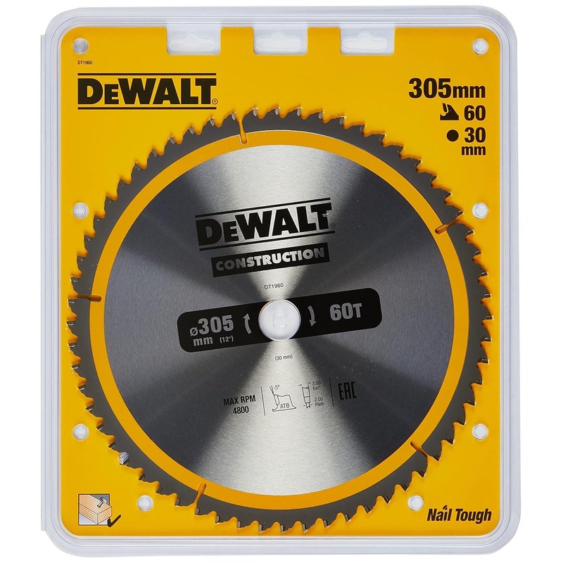 DEWALT DT1960-QZ Construction Circular Saw Blade Stationary - Fine Finish 305mm 60T