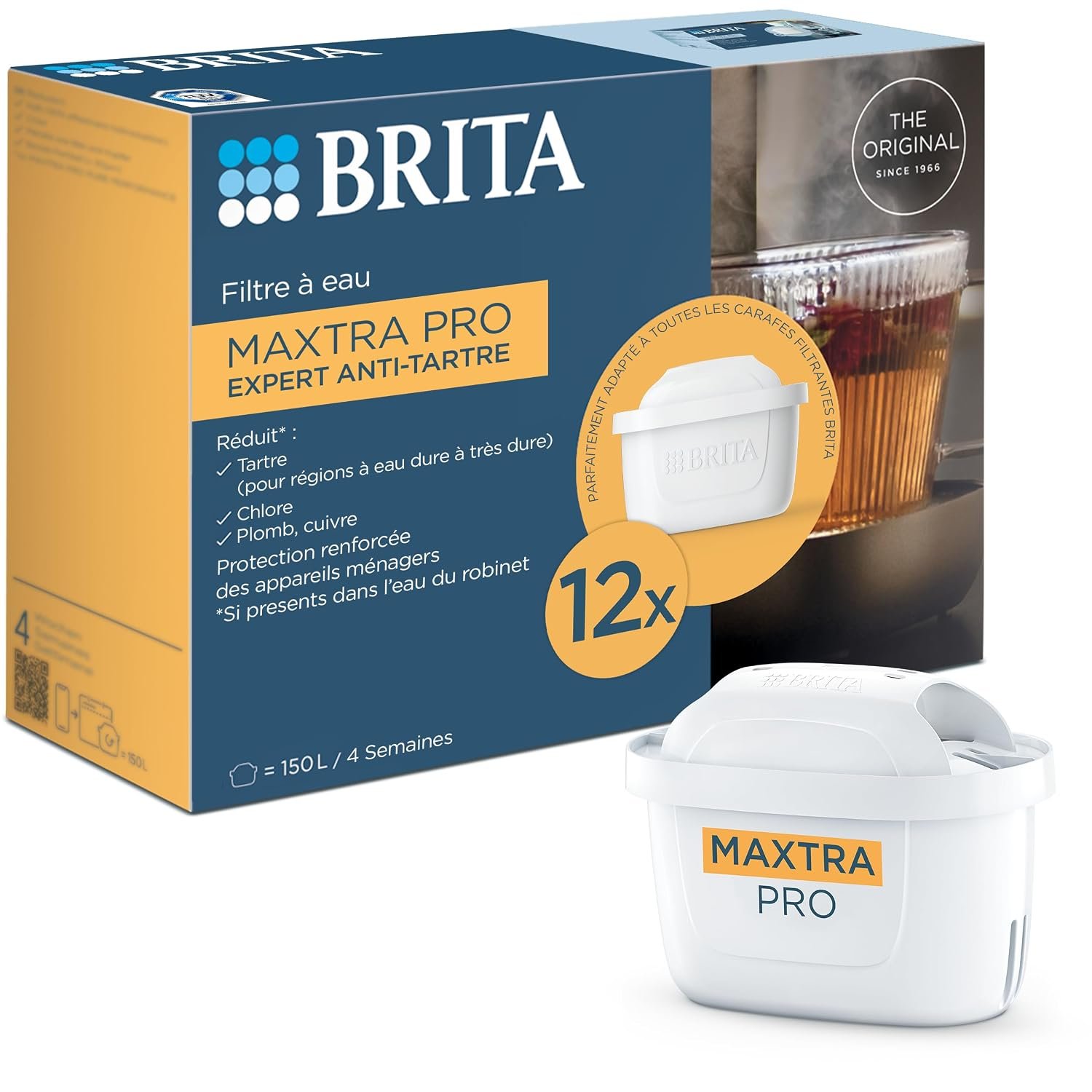 BRITA MAXTRA PRO Extra Limescale Protection Filter Cartridge Pack of 12 (Year Pack) - Replacement Water Filters for All BRITA Jugs - Limescale Reduction & Ultimate Device