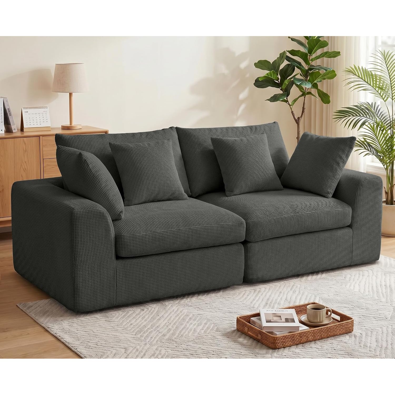 Benazcap 78" Modular Sectional Boneless Couches–2 Seat Loveseat Sofa