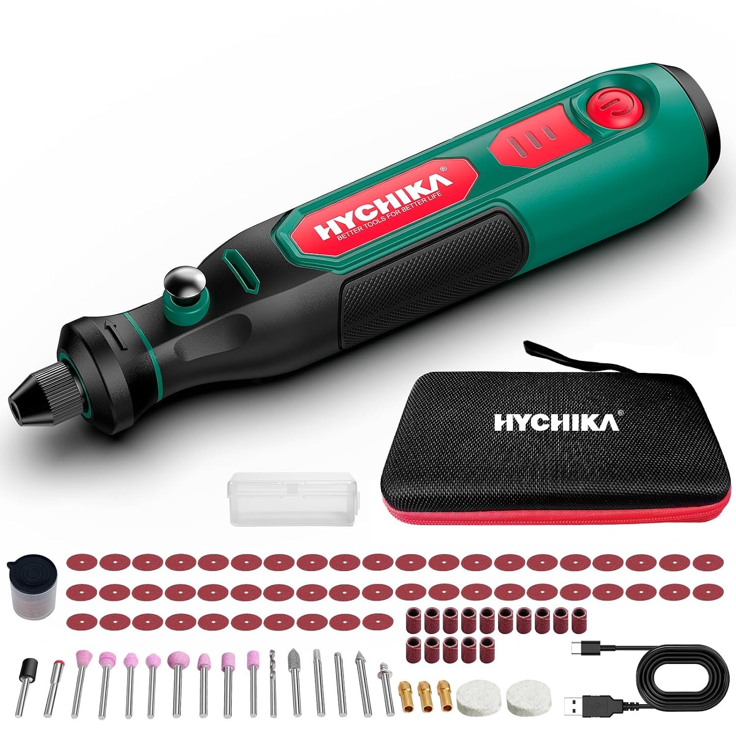 HYCHIKA Mini Cordless Rotary Tool Kit - 77PCS Accessories for Drilling, Sanding, Polishing, Engraving,3.6V Multi Tool with Variable Speed,Type-C Charging,Ideal for DIY fine Work,Etching, Woodworking