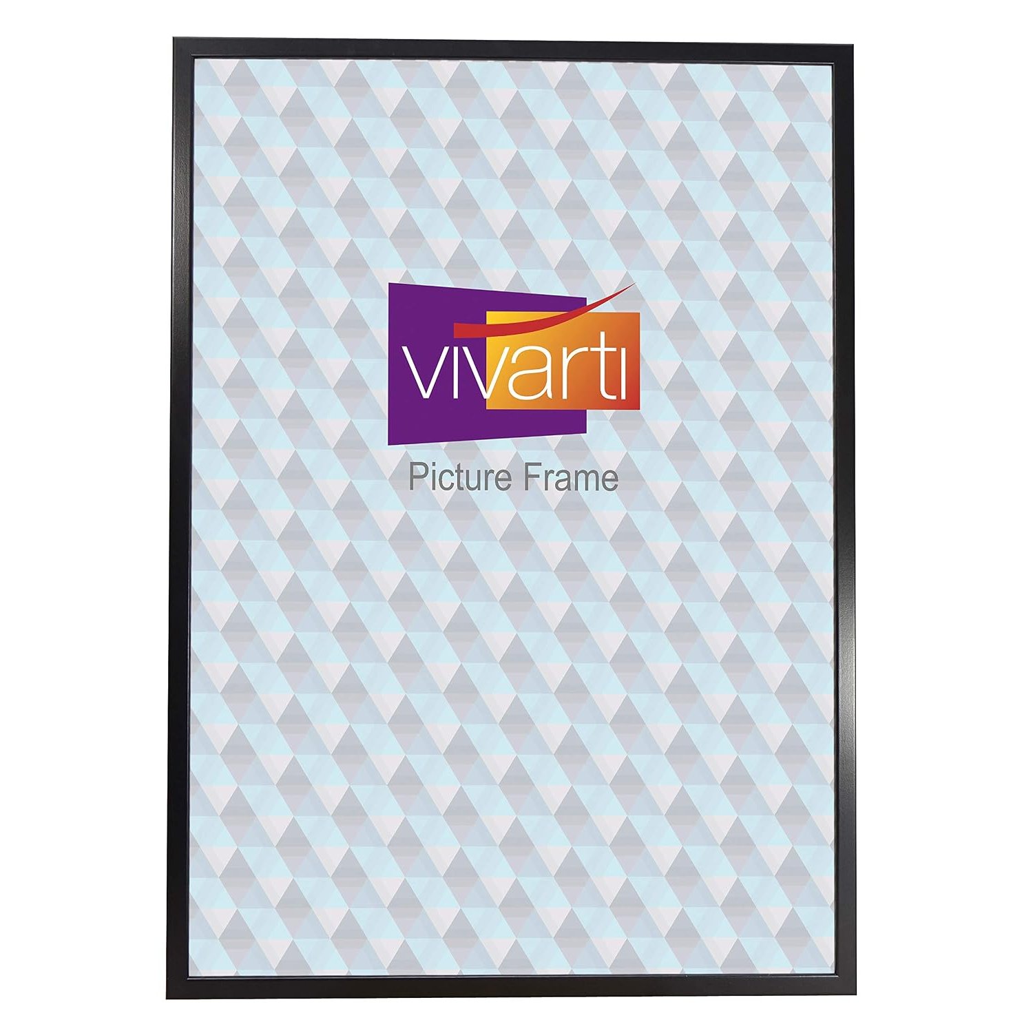 Vivarti Thin Satin Black Picture Frame (Standard Poster Size 61 x 91.5 cm) Portrait or Landscape Photo Frame with Clear Styrene Sheet & Wall Mounted Hook for Photos, Pictures, Posters
