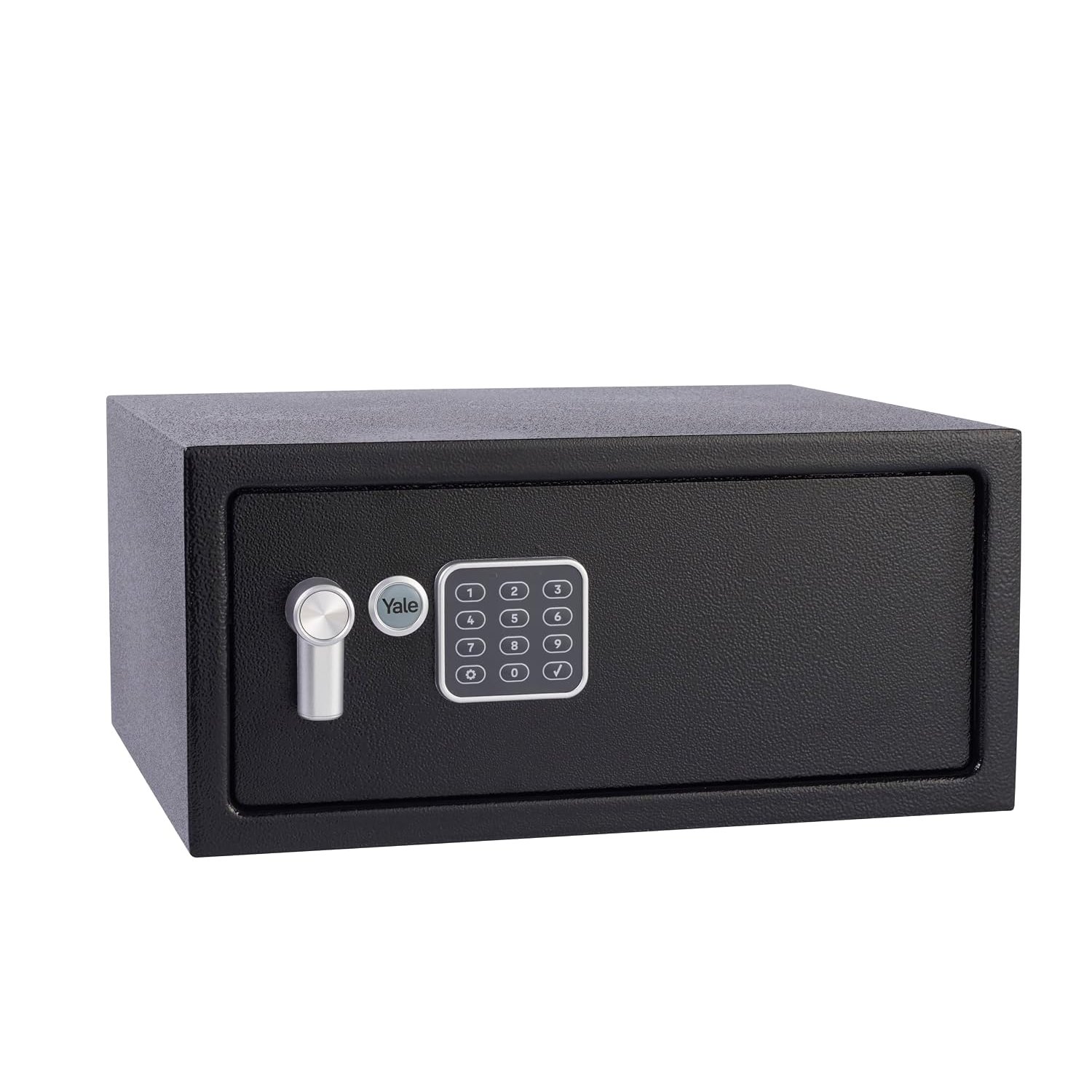 Yale Electronic Laptop Safe – Standard Protection, PIN Keypad + Override Key, Anti-bump Solenoid, Auto Lockdown, Carpeted Interior, Wall/Floor Fixings Included – 24L – YLV/200/DB2
