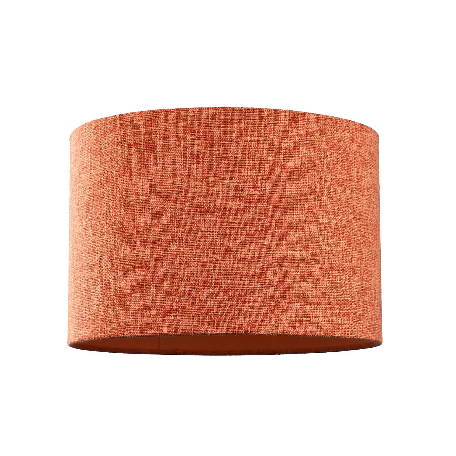 Contemporary and Sleek 12 Inch Rustic Orange Linen Fabric Drum Lamp Shade 60w Maximum | 30cm Diameter | for Table Lamp or Pendant by Happy Homewares