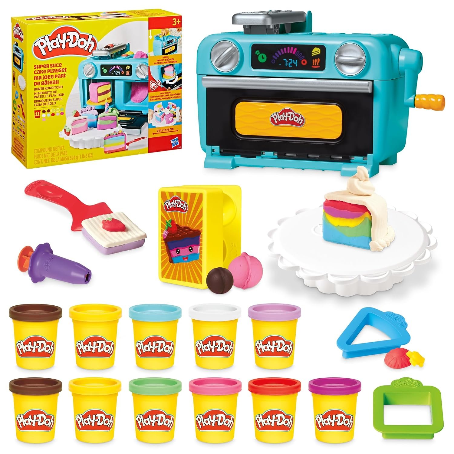 Play-Doh Super Slice Cake Playset, Non-Toxic Modelling Compound Bakery Toy with Cutters & Decorating Tools, Mould & Slice Colourful Creations, Arts & Crafts Fun for Kids 3