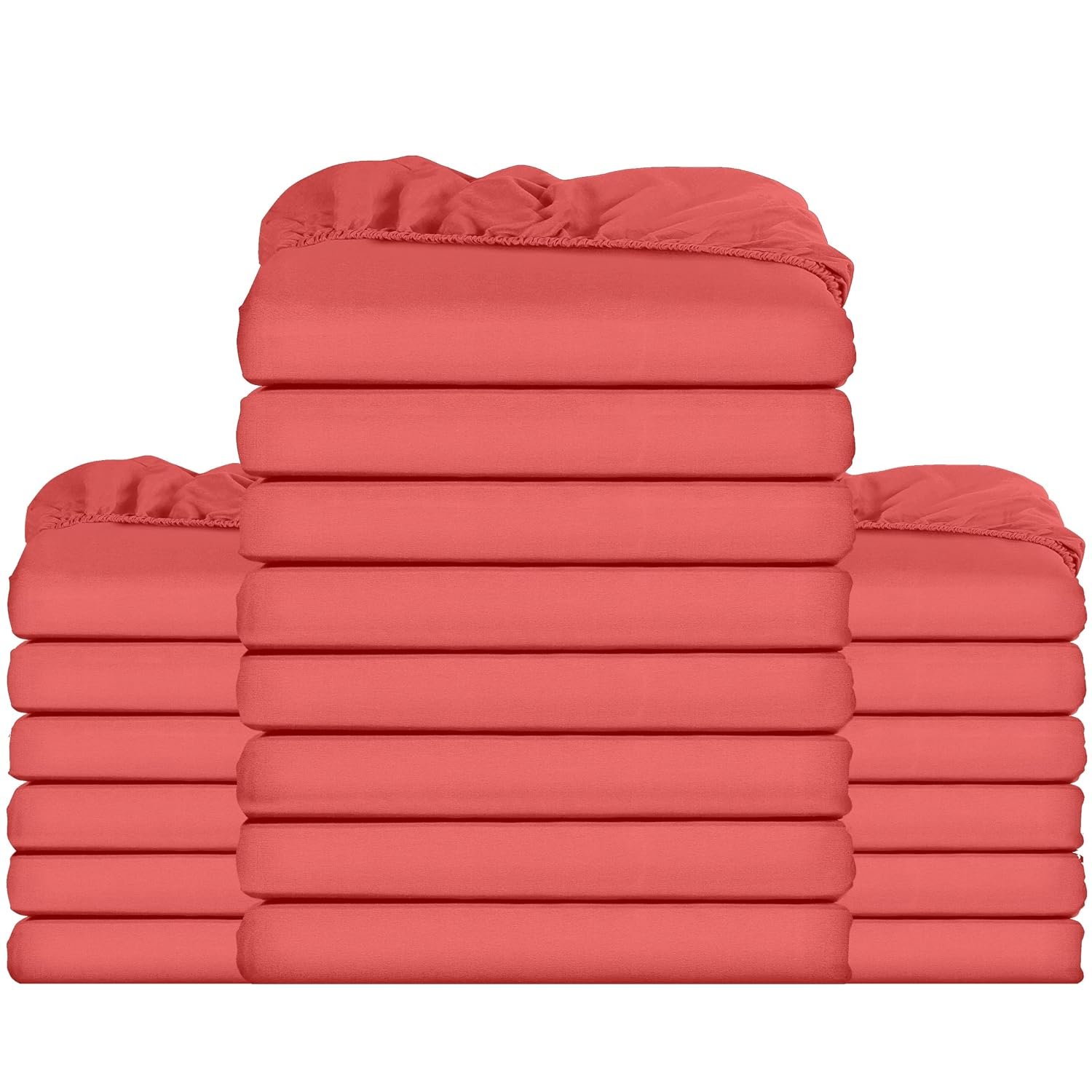 Utopia Bedding Fitted Sheet Bulk Pack of 20 Pieces - Single, Coral - Deep Pocket - Easy Care Soft Brushed Microfibre Fabric - Shrinkage and Fade Resistant - Bottom Sheet