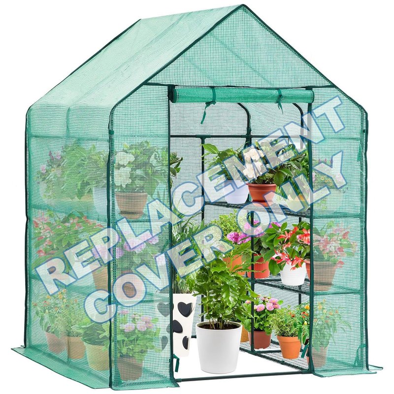 Taylor & Brown Replacement Spare Reinforced Green PE Cover Heavy Duty for Large Walk In Greenhouse with 2 Windows Outdoor Garden Growhouse, W143 x D143 x H195cm
