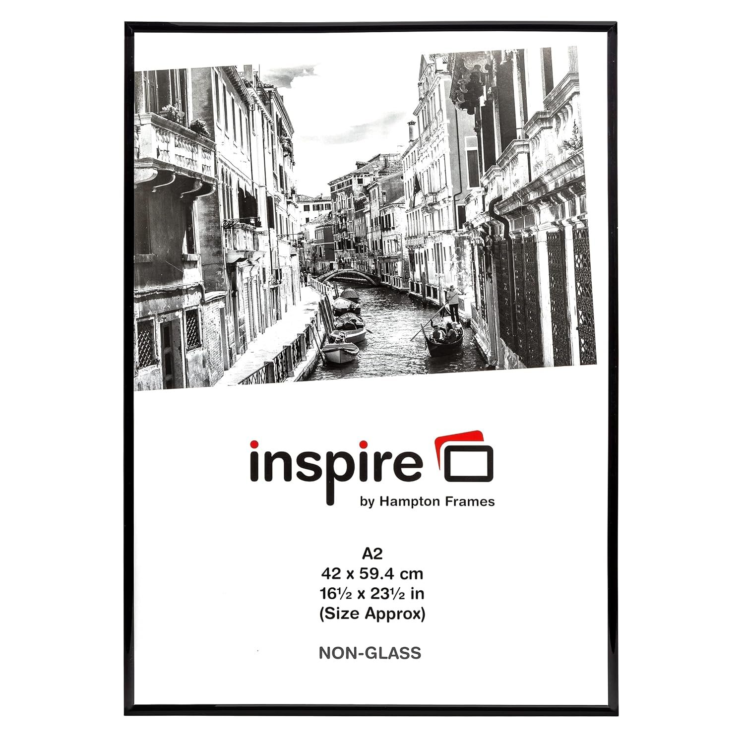 Hampton Frames | Backloader Poster Certificate Photo Frame A2, Black, Acrylic Front, 42x59cm | Rear Loading, Wall Mount, Protective Display for Artwork, Photos, Documents