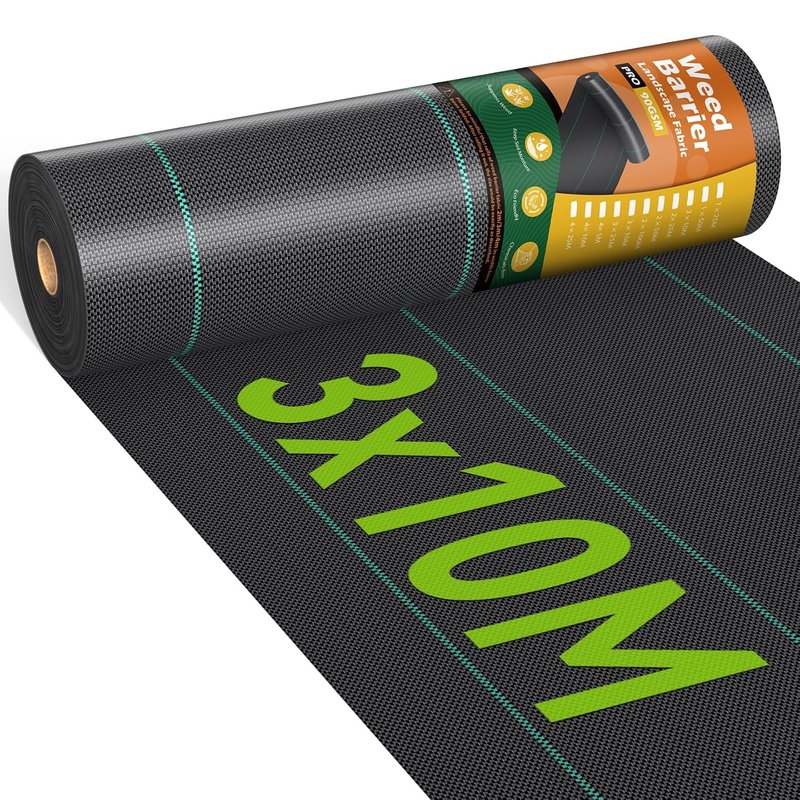 iropro 3m x 10m Heavy Duty Weed Control Membrane Garden Weed Barrier Fabric for Landscaping Driveway Gravel Artificial Grass Lawn Underlay Black Woven Roll Ground Cover