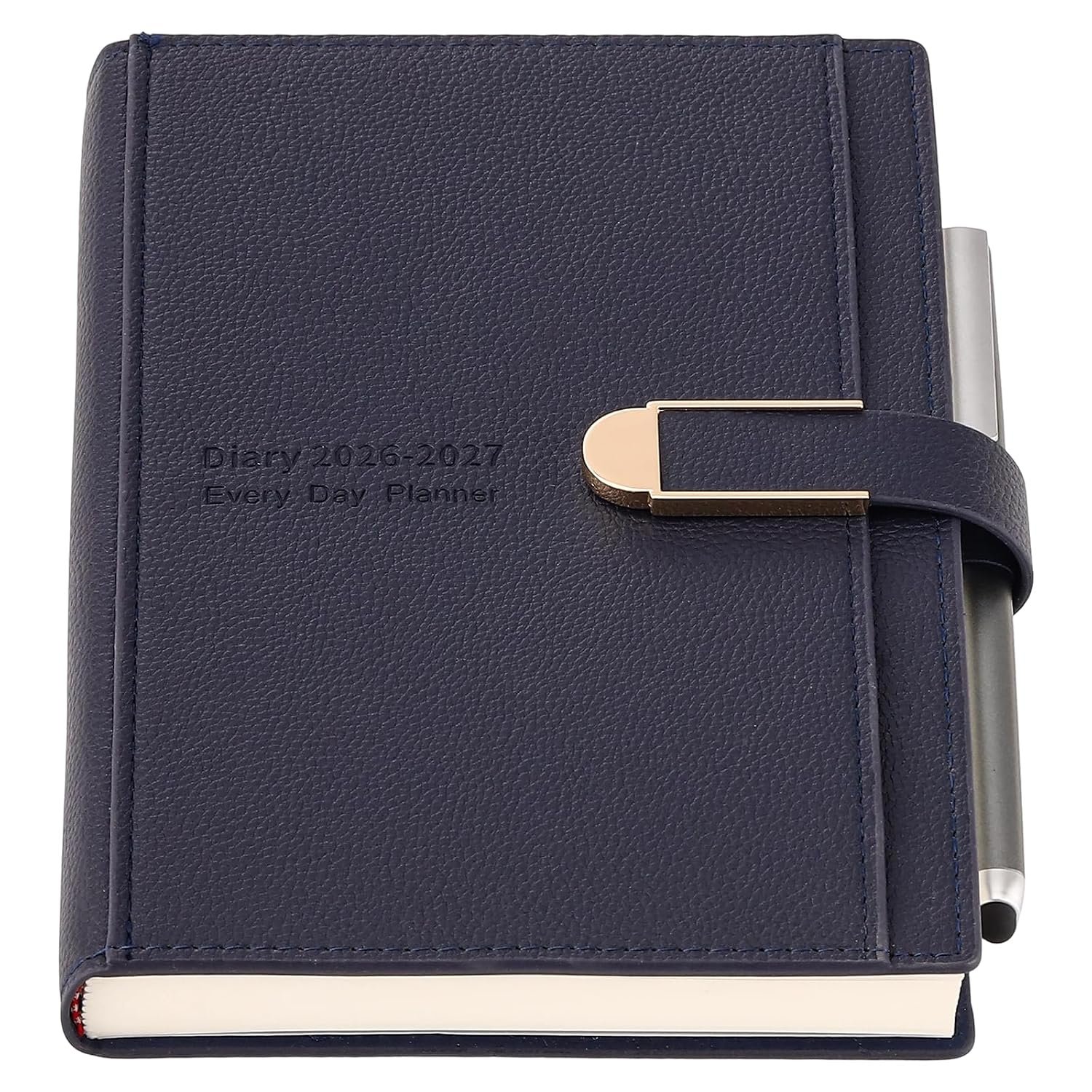 Mljtoyo Diary 2026 Day to Page A5, Jan 2026-Dec 2026, Daily Planner Schedule Organiser with Pen, Hardcover Agenda Diary Planner with Stickers,Inner Pocket,Premium Thicker Paper (Blue, A5)