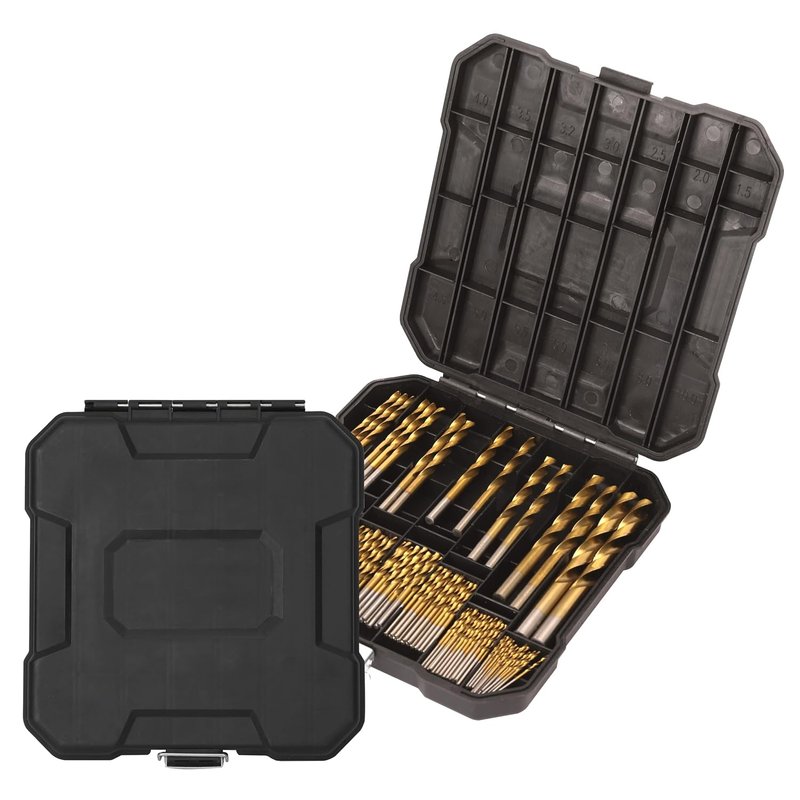 HURRICANE Metric 99pc Titanium Twist Drill Bit Set, 135° Tip High Speed Steel Jobber Drill Bits Kit for Wood/Cast Iron/Aluminum Alloy/Plastic/Fiberglass, with Storage Case, Size from 1.5mm to 10mm