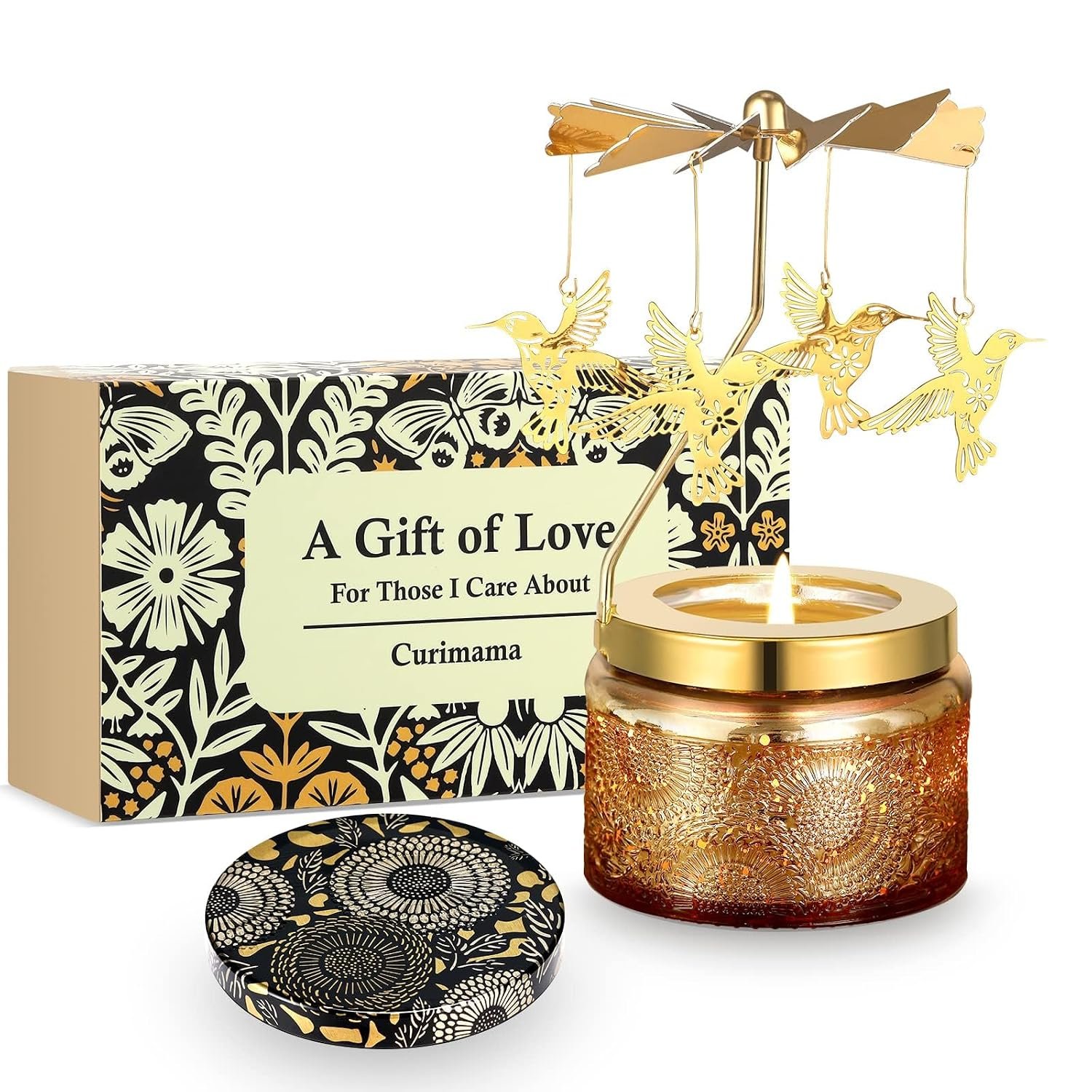 Hummingbird Scented Candles Birthday Gifts for Women Mum Best Friend, Personalised Gift for Her Birthday Unique, Rotating Scented Candle with Rose Scent for Birthday Anniversary